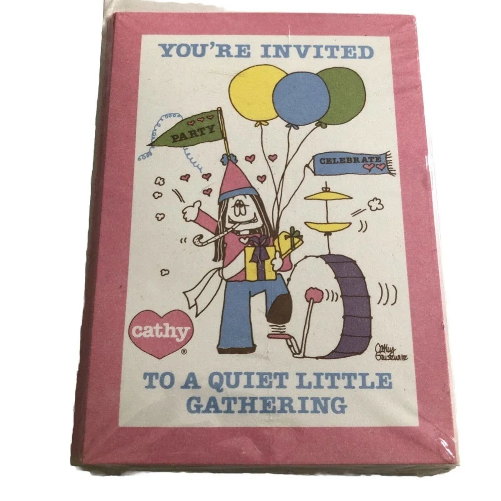 1982 Cathy Guisewite Cartoon Party 8 Invitations Quiet Little Gathering SEALED